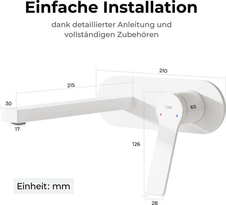 Actual product image Emke Bathroom tap, brass white, mixer tap washbasin, kitchen tap with aerator, ceramic cartridge