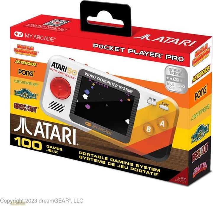 Actual product image Sombo My Arcade DGUNL-7015 Atari Pocket Player Pro Handheld Portable Gaming System 100 Games