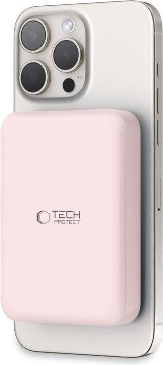 Actual product image Tech-Protect LifeMag PB11 Powerbank with MagSafe 10000mAh 15W USB-C port - pink + USB-C cable (10000 mAh, 15 W)