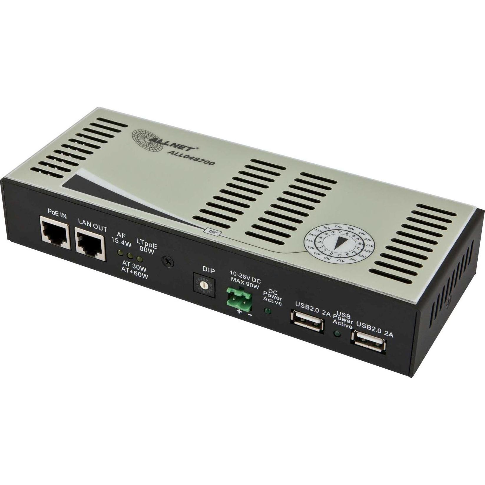 Allnet Splitter/Estrattore PoE LTPoE 90W 10-25V commutabile - ALL048700, Access Point