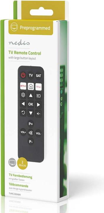 Actual product image Nedis Universal remote control - Pre-programmed - 2 devices - Disney + Button/Netflix Button - Infrared (Universal remote control, Infrared)