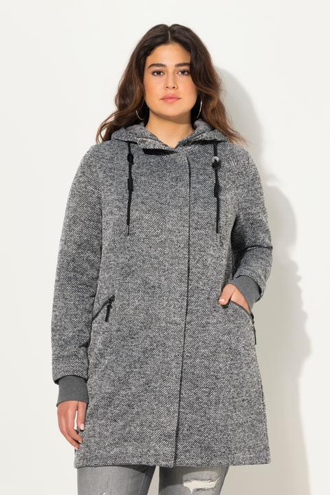 Immagine prodotto Ulla Popken Giacca in maglia e pile con cappuccio, tasche con zip e cerniera a cursore doppio (42, 44)