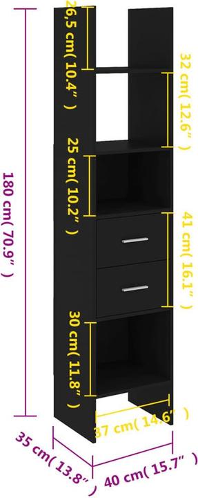 Immagine prodotto vidaXL Bücherschrank (40 x 35 x 180 cm)