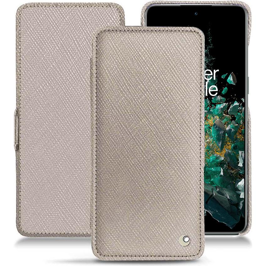Thumbnail - Noreve Lederschutzhülle horizontal (OnePlus 10T), Smartphone Hülle, Beige