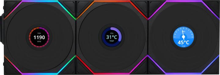 Productafbeelding Lian-Li UNI FAN TL Wireless LCD Lüfter, ARGB, PWM, 3er-Pack inkl. Controller - Reverse Blade, 120mm (120 mm, 3x)