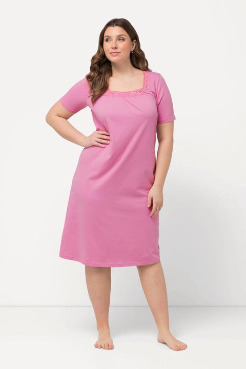 Immagine prodotto Ulla Popken Camicia da notte con pizzo, scollo rettangolare e mezze maniche (50, 52)