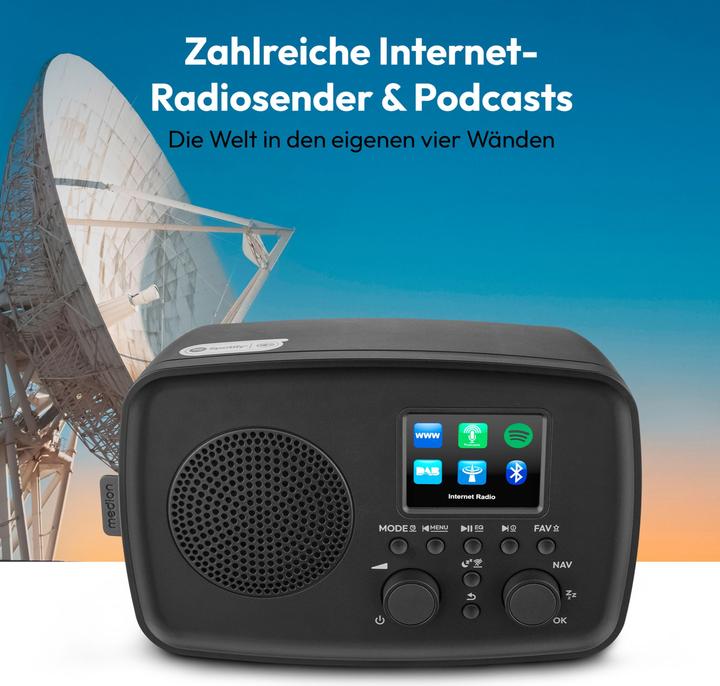 Produktbild Medion LIFE Internetradio IRE-1 (MD89318) schwarz DAB+ Internetradio (DAB+, Internetradio, Bluetooth, WLAN)