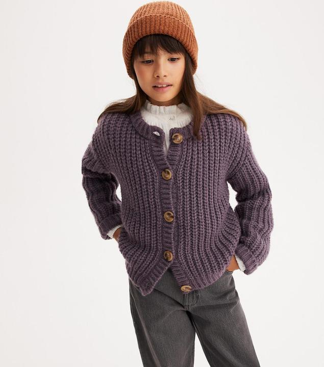 Immagine prodotto La Redoute Collections Grobstrickjacke mit rundem Ausschnitt und Knopfleiste (140)