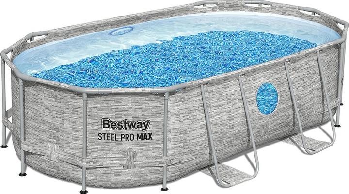 Bestway Steel Pro MAX Splashview Frame P ool Komplett-Set mit Filterpumpe 427x250 (427 x 250 x 100 cm)