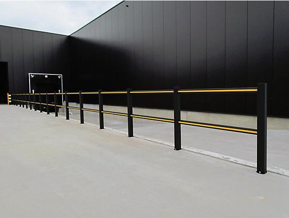 Image du produit kaiserkraft Système de main courante FLEX IMPACT, potelets noirs - traverses noires/jaunes