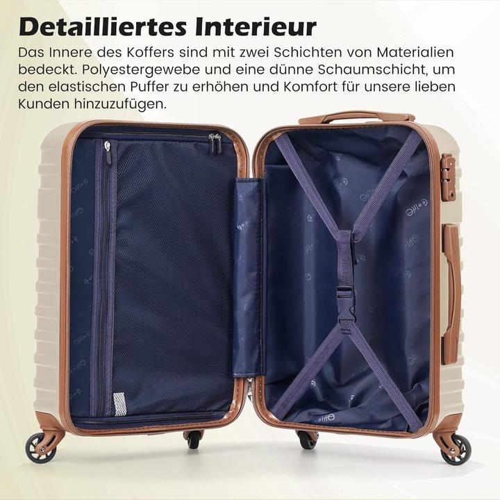 Produktbild Coolife 3-teiliges Hartschalenkoffer-Set mit TSA-Schloss (93 l)