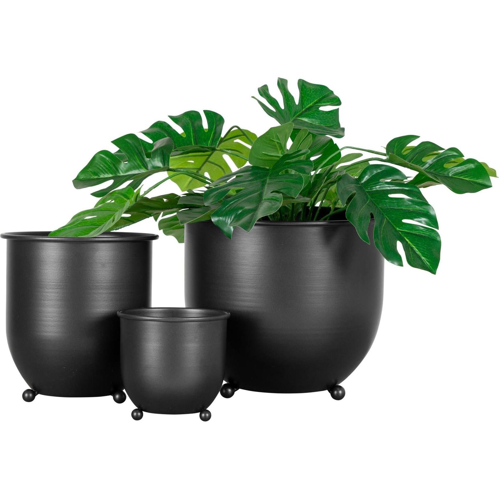 Thumbnail - Gusta Garden, Blumentopf, Blumentopf Nova 3 Stück, Schwarz (22 cm)