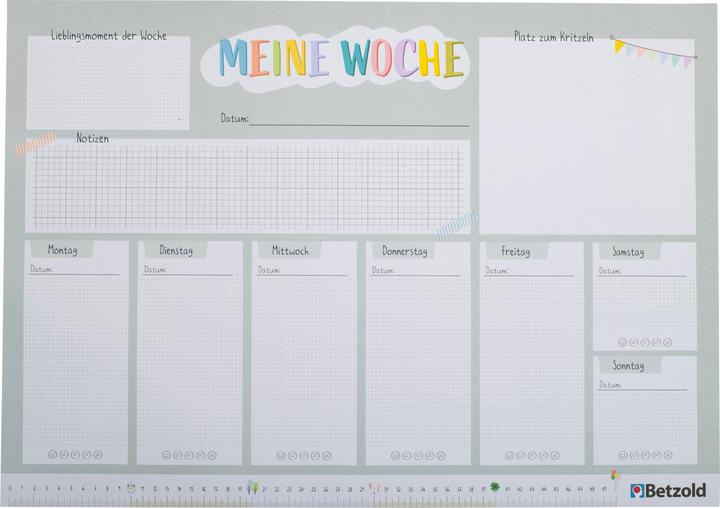 Actual product image Betzold Schreibtischunterlage Wochenplan, DIN A2 (59.4 x 42 cm)