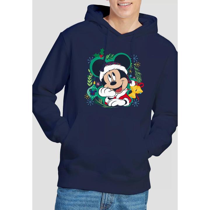 Actual product image Disney Mens Mickey Mouse Wreath Christmas Hoodie (S)