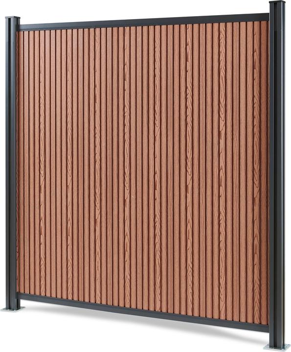 neu.holz Gartenzaun Startermodul Grassano mit 2 Pfosten 185x180 cm WPC Braun