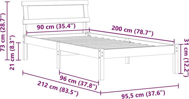 Actual product image vidaXL Bettrahmen (90 x 200 cm)