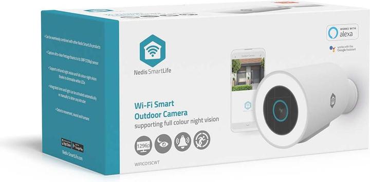 Actual product image Nedis SmartLife Aussenkamera | Wi-Fi | Spotlight | 3MP Full HD 1296p | IP65 | Cloud Storage (optional (1296p)