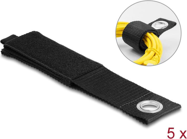Image du produit Delock Collier de serrage velcro noir 508 mm x 50 mm (Serre-câbles velcro, 508 mm, 5 pcs)