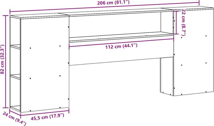 Actual product image vidaXL Kopfteil (206 x 24 x 82 cm)