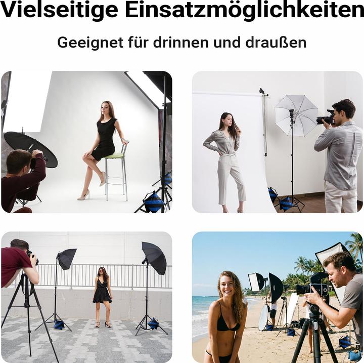 Produktbild Walimex pro WT-806 Lichtstativ + Sandsack Set befüllbar Gewichtssack Fotostativ (256 cm, 6 kg)