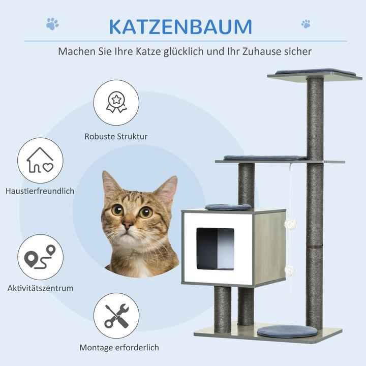 Produktbild PawHut Katzenkratzbaum (120 cm, Grau)