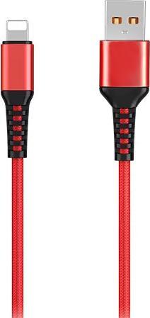 Actual product image Denmen Usb Cable For Lightning 2.4a Reinforced Braided Iphone Red 1m D02l (USB 2.0)