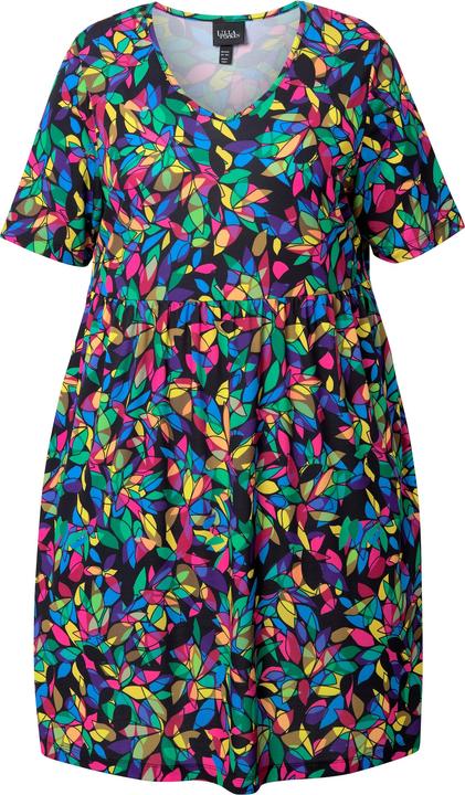 Actual product image Ulla Popken Matte Jersey Stained Glass A-Line Pocket Dress (62)