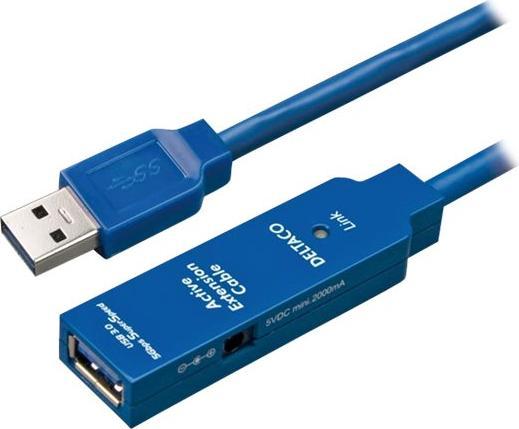 Deltaco Câble USB 3.0, 5.0m, noir (5 m, USB 3.2 Gen 1)