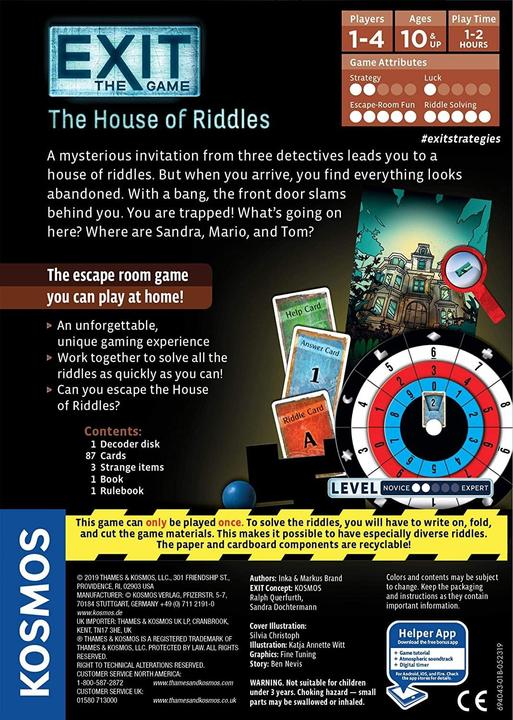 Image du produit Thames & Kosmos EXIT : The House of Riddles Jeu de société déduction (Anglais)