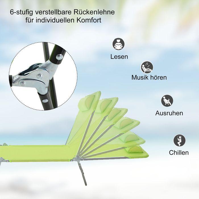 Produktbild Swisshandel24 Sonnenliege Gartenliege Relaxliege Bäderliege Zweibeinliege 4 Farben (Grün) (182 cm)