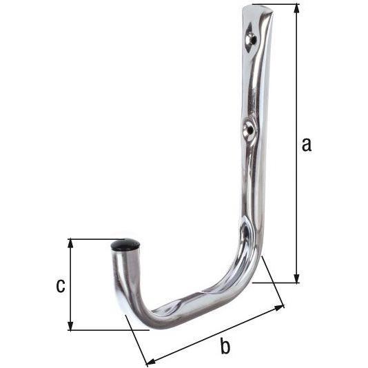 GAH, Garderobe + Kleiderhaken, Wandhaken einfach Ausladung 150 mm Stahl verzinkt Höhe 215 mm Ø 18 mm