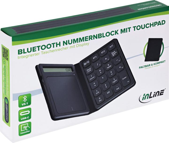Actual product image InLine ® Bluetooth Nummernblock mit Touchpad, Display, faltbar, schwarz (Without keyboard layout, Wireless)