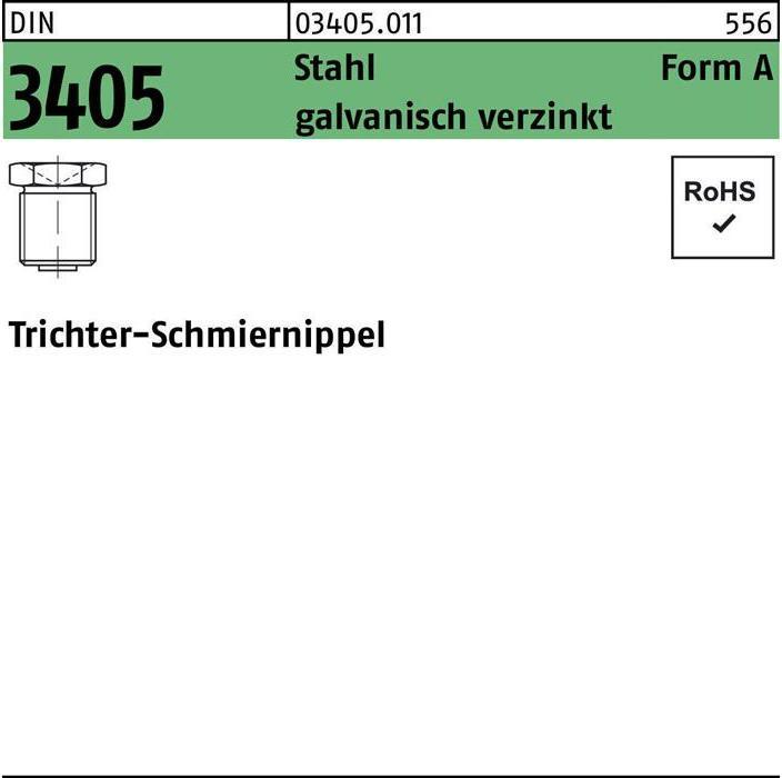 Produktbild Reyher Trichterschmiernippel DIN 3405 AM 6 x 1 Stahl galvanisch verzinkt Trichter-Schmiernippel