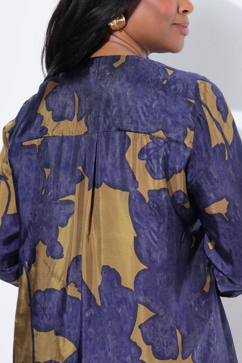Produktbild Ulla Popken Cuprokleid, Blüten, A-Linie, V-Ausschnitt, Langarm (46, 48)