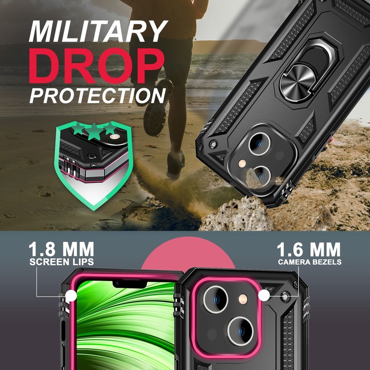 Immagine prodotto Nalia Coperchio ad anello antiurto in stile militare (Apple iPhone 14)