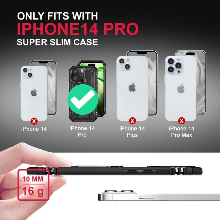 Immagine prodotto Nalia Coperchio ad anello antiurto in stile militare (Apple iPhone 14 Pro)