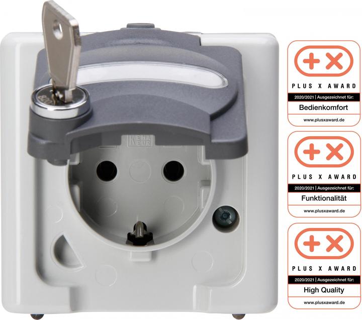 Produktbild Kopp APWG Schuko 28 1036.5600.5 abschliessbar 2 Blue Electric grau