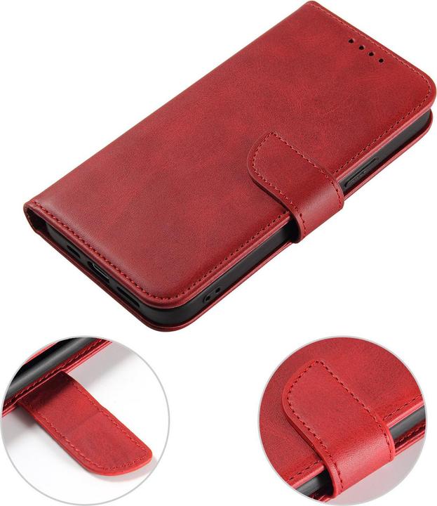Actual product image Hurtel Wallet Case with Stand for iPhone 15 Pro Max Magnet Case - Red (Apple iPhone 15 Pro Max)