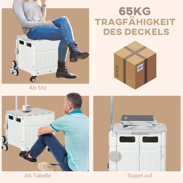 Image du produit Homcom Chariot de supermarché avec poignée télescopique