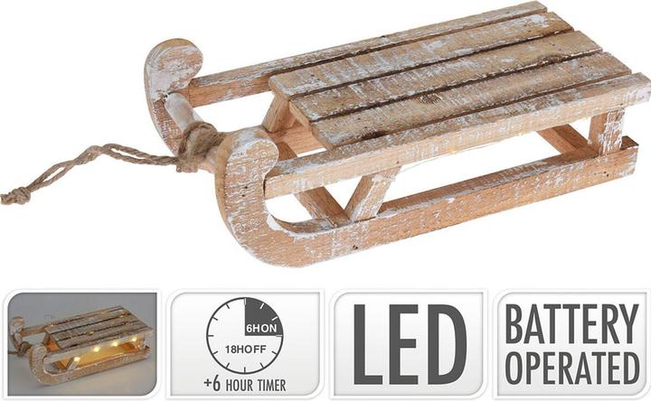 Actual product image H & S Collection Christmas sleigh, decorative sleigh with 25 warm white LED lights, 30 x 14 x 11 cm