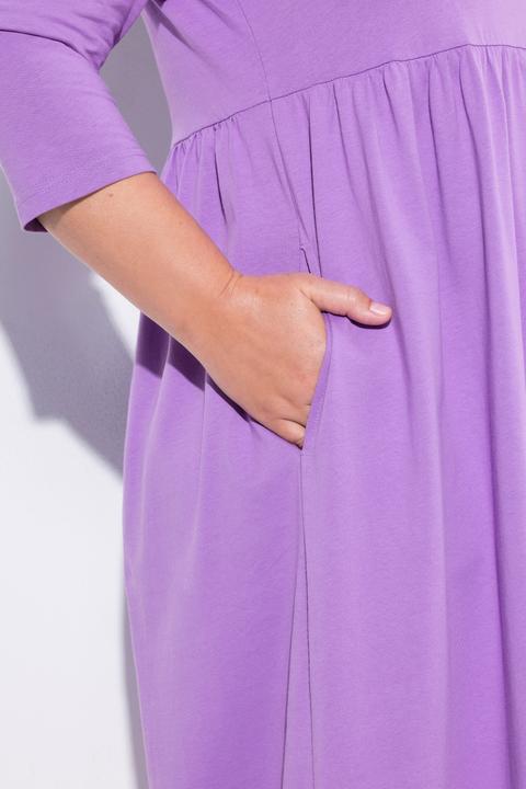 Produktbild Ulla Popken Jerseykleid, A-Linie, Carré-Ausschnitt, 3/4-Arm (60)