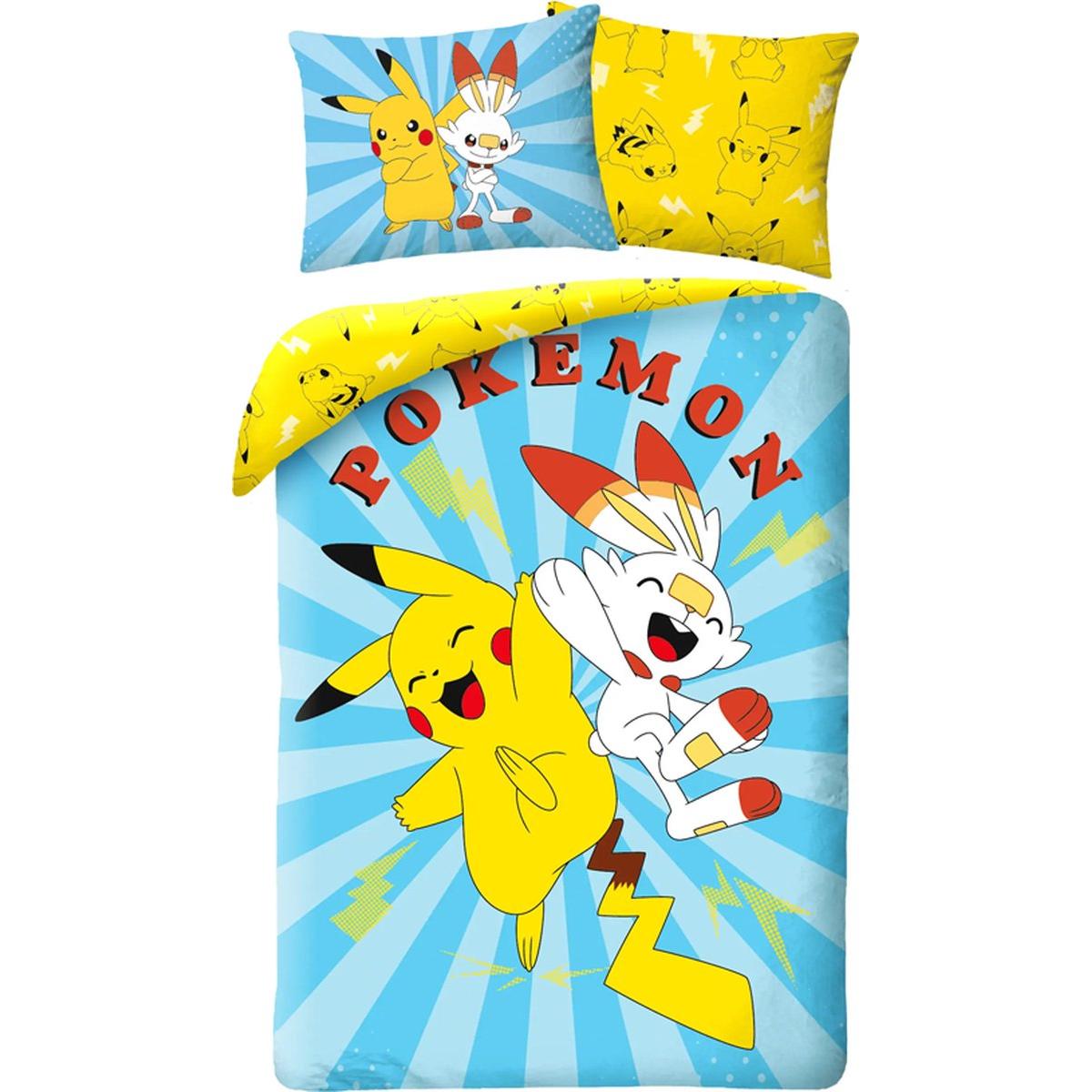 MCU, Kinderbettwäsche, Pokemon BettwÃ¤sche Pikachu Hopplo - weiche Baumwolle - 140 x 200 cm