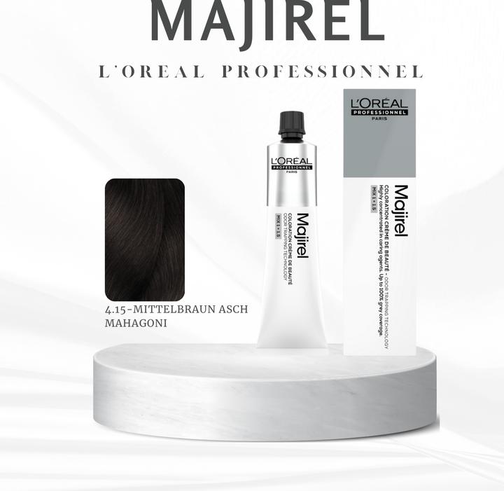 Produktbild L'Oreal Paris Majirel - 4.15 Mittelbraun Asch Mahagoni (4.15 mittelbraun asch mahagoni)