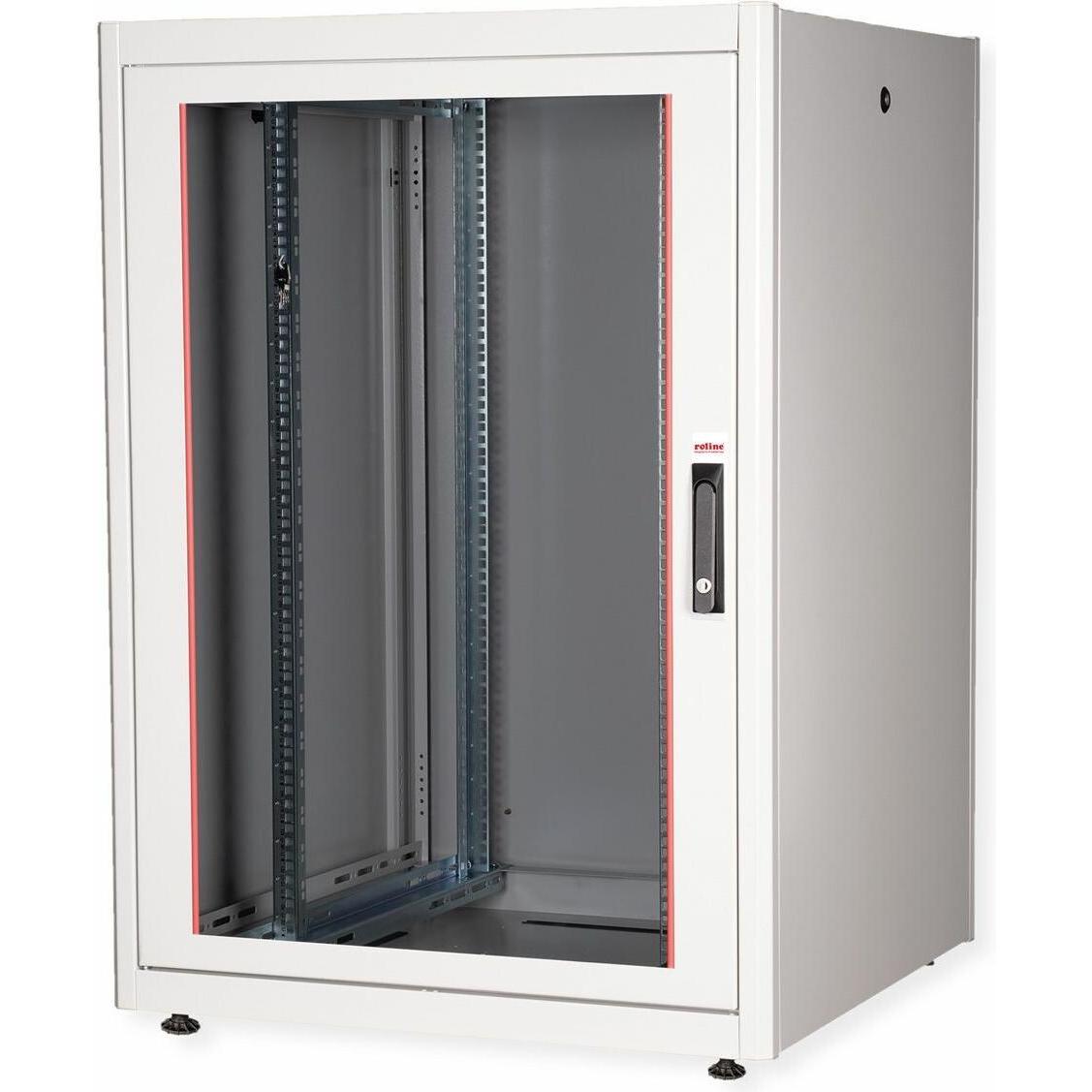 Roline 19-Zoll Netzwerkschrank Basic 22 HE (22 HE, 19 Zoll Rack), Serverschrank, Grau