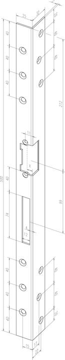 Assa Abloy Safety angle striking plate 312 Length 500 mm Thickness 2 mm Stainless steel, satin finish DIN left (Striking plate)