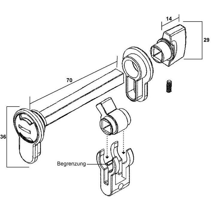 Thumbnail - Schlegel, Türschloss + Schliesszylinder, WC-/Badmodul 007/7100 PZ 100 mm vorgerichtete Türen Aluminium Druckguss mit Zub...