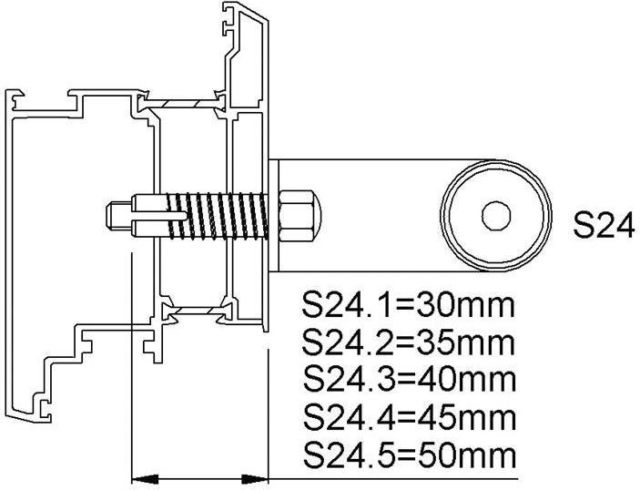 Image du produit Kws Fixation de poignée de porte M8 mat longueur 60 mm (Bouton de porte)
