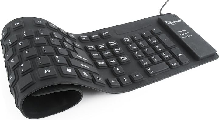 Gembird FLEXIBLE USB ENG/Juodas KB-109F-B (DE, Kabelgebunden)