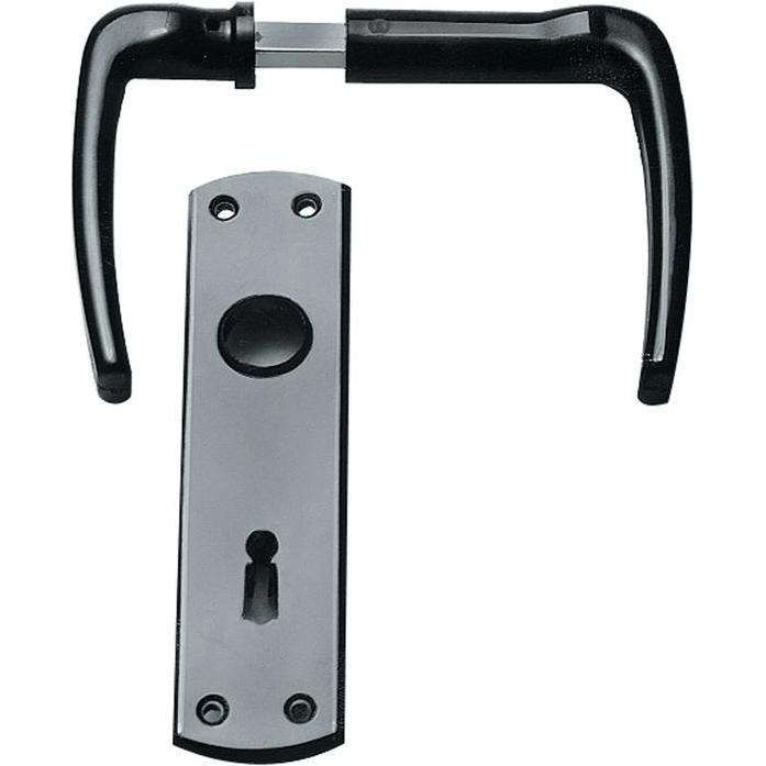 Bever, Türgriff + Fenstergriff, Drückergarnitur Universal-Kastenschloss PZ schwarz 55 mm Vierkantstift 8 mm (Türgarnitur...