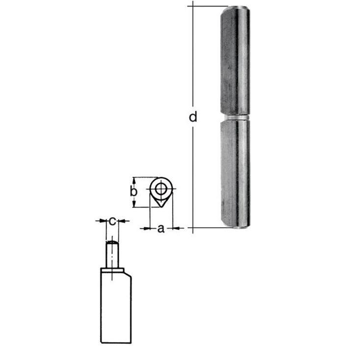 GAH, Türbeschlag + Scharnier, Profilrolle Bandlänge 80 mm Stahl blank Stift-Ø 7 mm